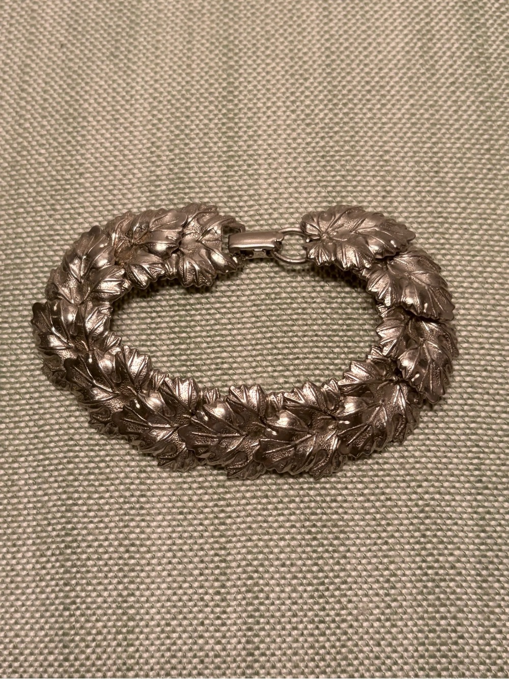 Silver Leaf Statement Bracelet - Vintage Silver